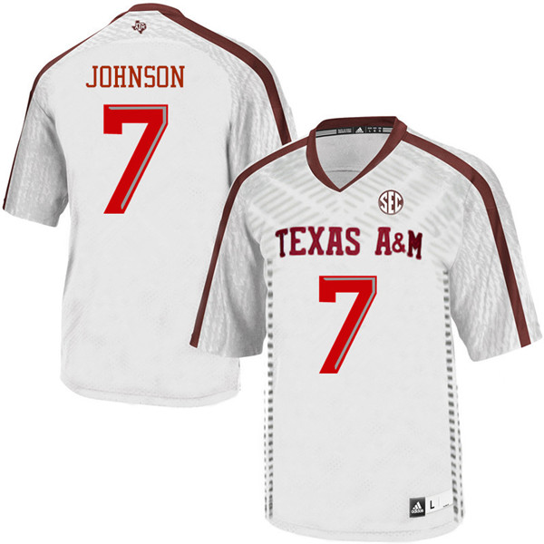Men #7 Buddy Johnson Texas Aggies College Football Jerseys Sale-White - Click Image to Close